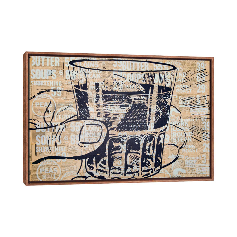 Sippin 1 Piece Wall Art on Canvas, 66.04 cm H x 45.72 cm W, Classic Brown Wood Framed