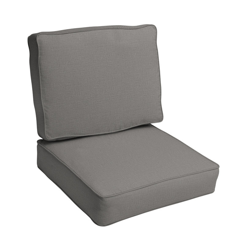 Outdoor Solid Corded Deep Seating Cushion Set, Richloom - Rave Graphite, 23 in W x 27 in D x 5 in H