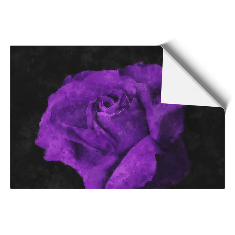 Purple Rose Flower Painting - Frameless Print, 21cm H x 30cm W x 0.1cm D