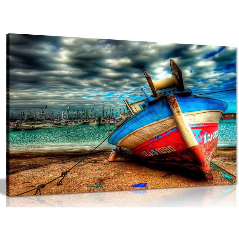 Boat On Sea - Wrapped Canvas Print, 41cm H x 61cm W