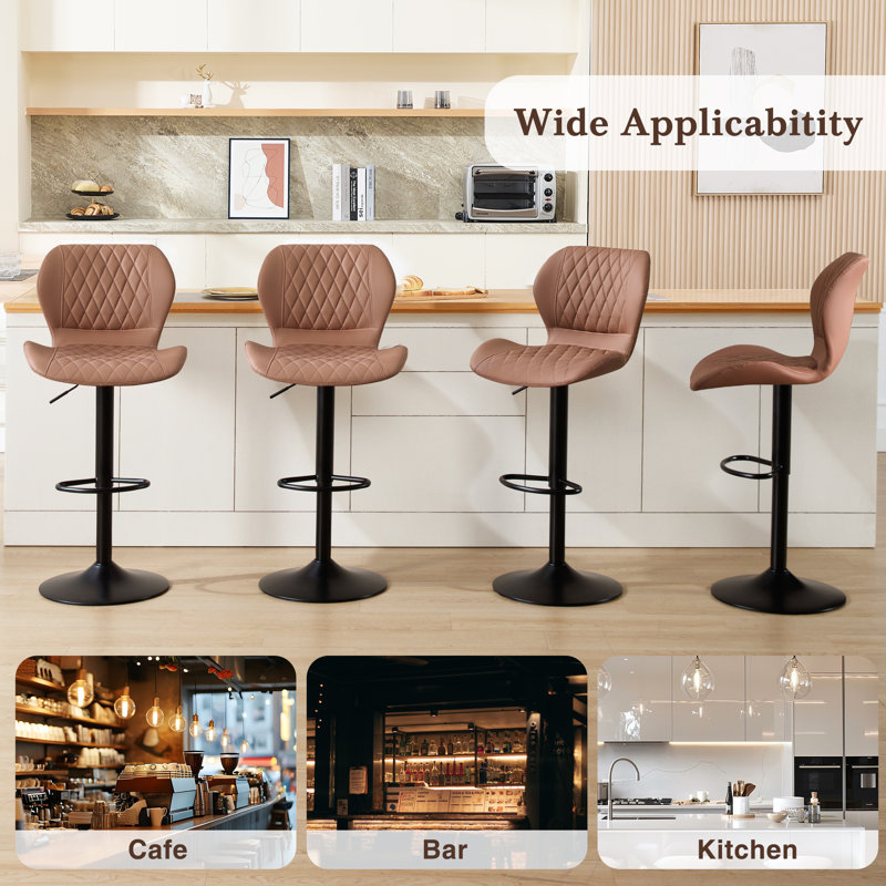 Tabouret de bar pivotant à hauteur réglable, 4, Rouillé
