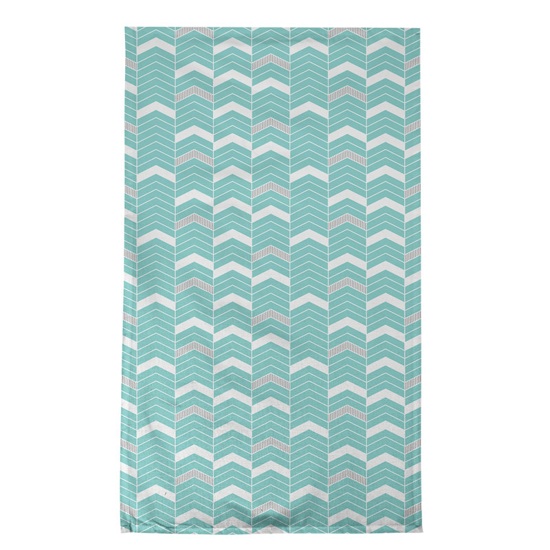 Serviette à thé à chevrons Stephenie, Bleu sarcelle/Gris, Sergé de coton