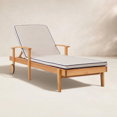 28" Eucalyptus Patio Chaise Lounge
