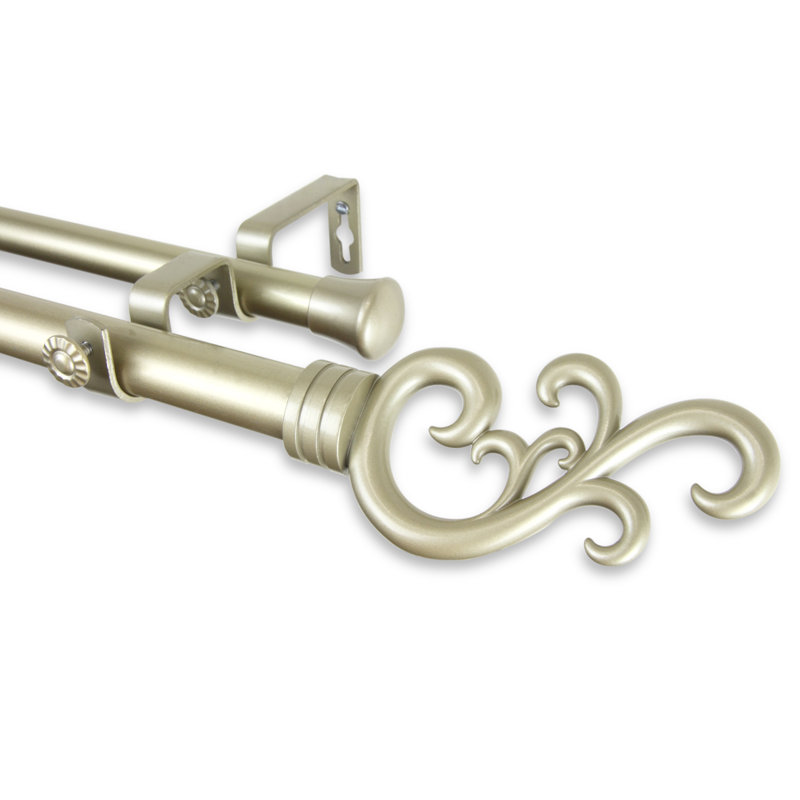 Tringle à rideaux double Mcfarren, l 48 po à 84 po, Doré clair