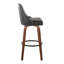 Ensemble de 2 tabourets pivotants de 30 pouces à hauteur fixe avec structure en bois de noyer, siège en similicuir noir, garniture cloutée chromée et repose-pieds rond en métal pour un confort stable.