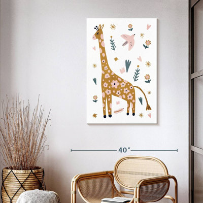 Adorable girafe scandinave sur toile