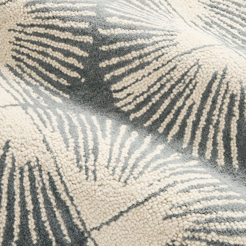 NICOLE MILLER NEW YORK Kendall Fluted Geo Handcrafted Wool Area Rug Grey, Rectangle 5'0.2" x 6'11.9"