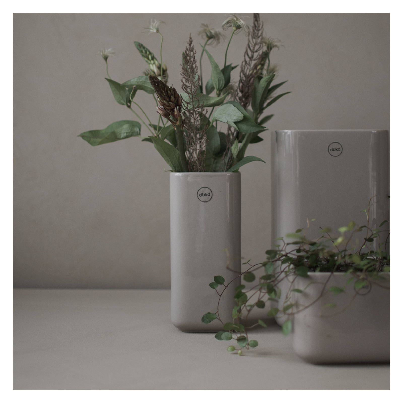 Dan Ceramic Table Vase, Greige, 7.87" H x 3.15" W x 3.15" D