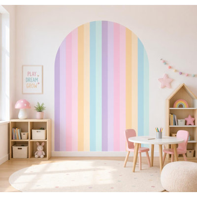 Striped Arch Wall Decal | Peel and Stick Removable Wall Decor | Pastel Rainbow Arch for girls bedroom