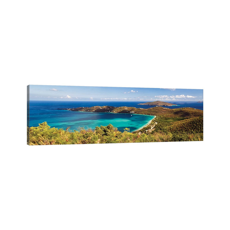 Panoramic Aerial View Of Magens Bay, St Thomas, Us Virgin Islands by George Oze - Wrapped Canvas Panoramic Print
