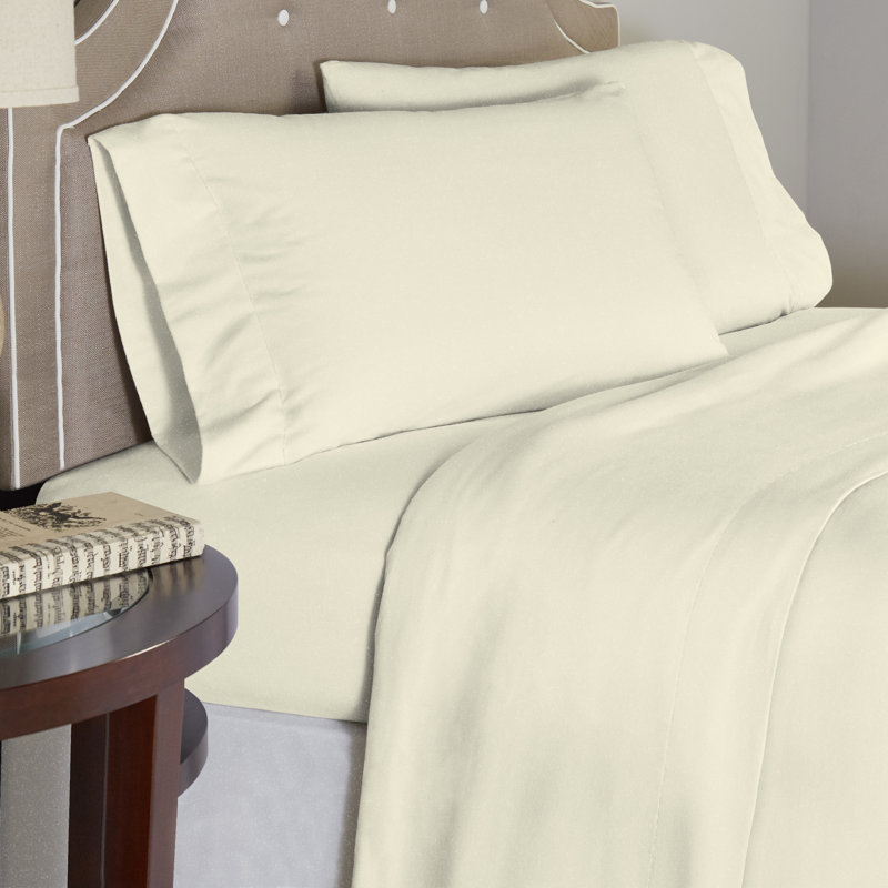 Ensemble de draps en 100% flanelle de pointe 190 g / m² Pointehaven, Ensemble de drap pour lit très grand avec drap-ho