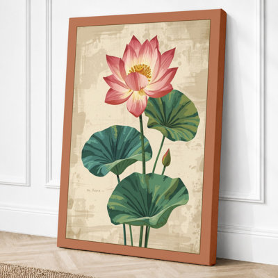Lotus in Bloom Botanical - Wrapped Canvas