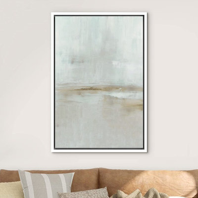 Minimal Landscape " IDEA4WALL Framed Canvas Print Wall Art Pastel Watercolor Gray Grunge Landscape Abstract Shapes Illustrations Modern Art Minimal Decorative For Living Room, Bedroom, Office "