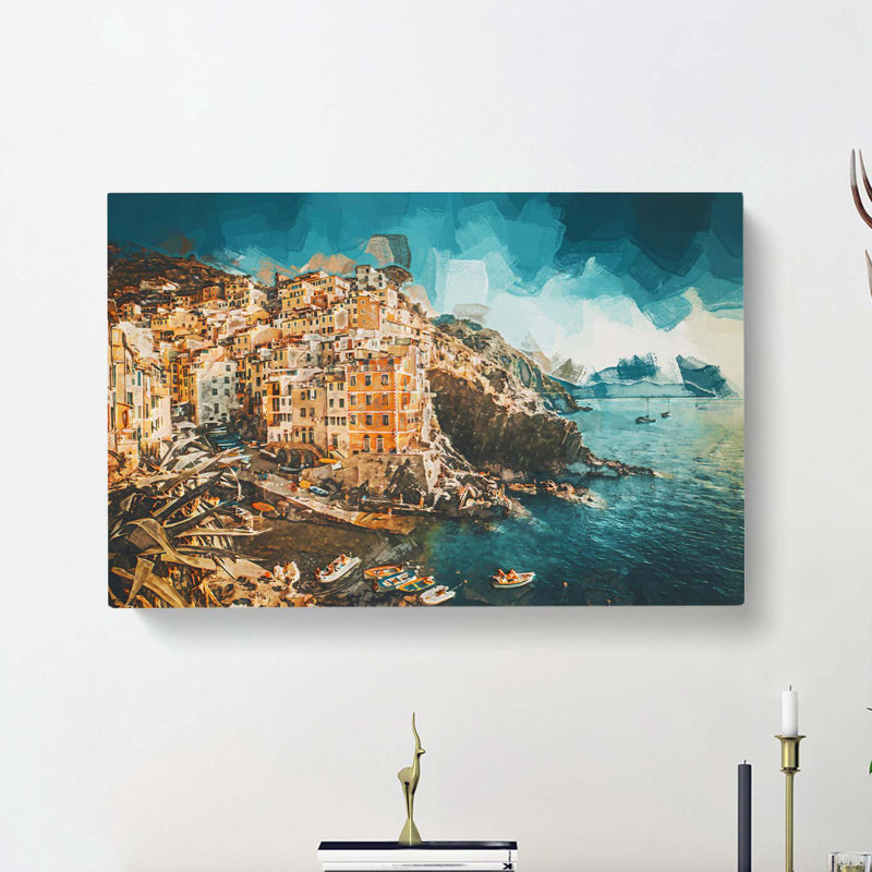 Riomaggiore Cinque Terre In Italy In Abstract - Wrapped Canvas Print, 40cm H x 60cm W x 3cm D