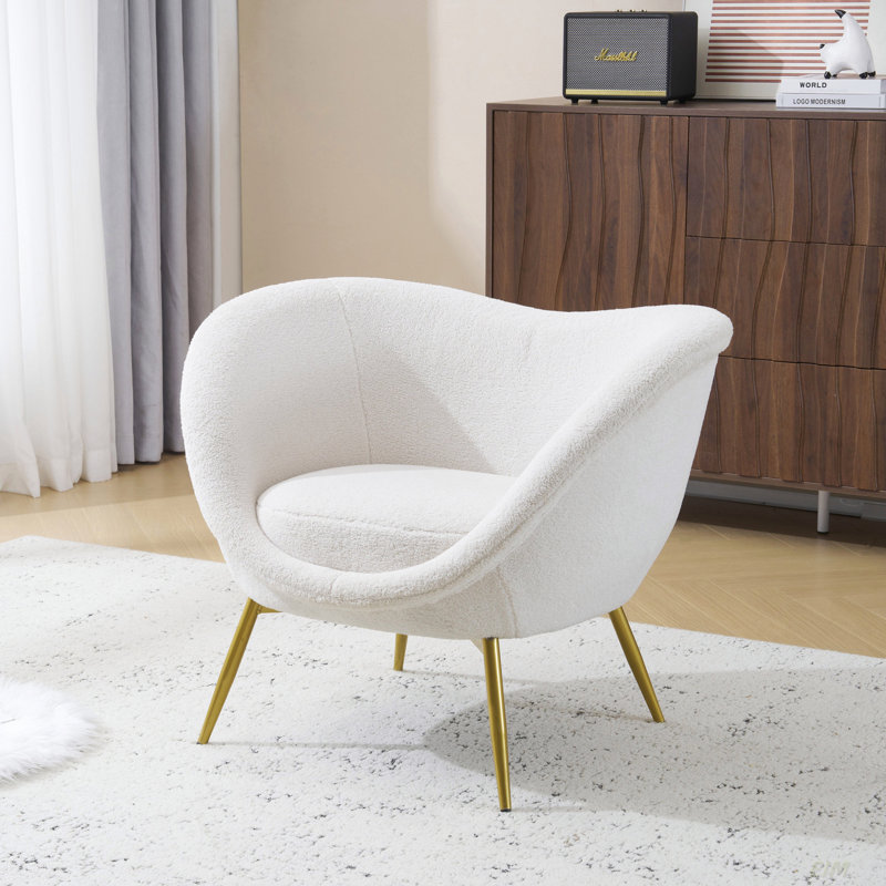 Chaise d'appoint rembourrée Manthey, Velours crème Evan