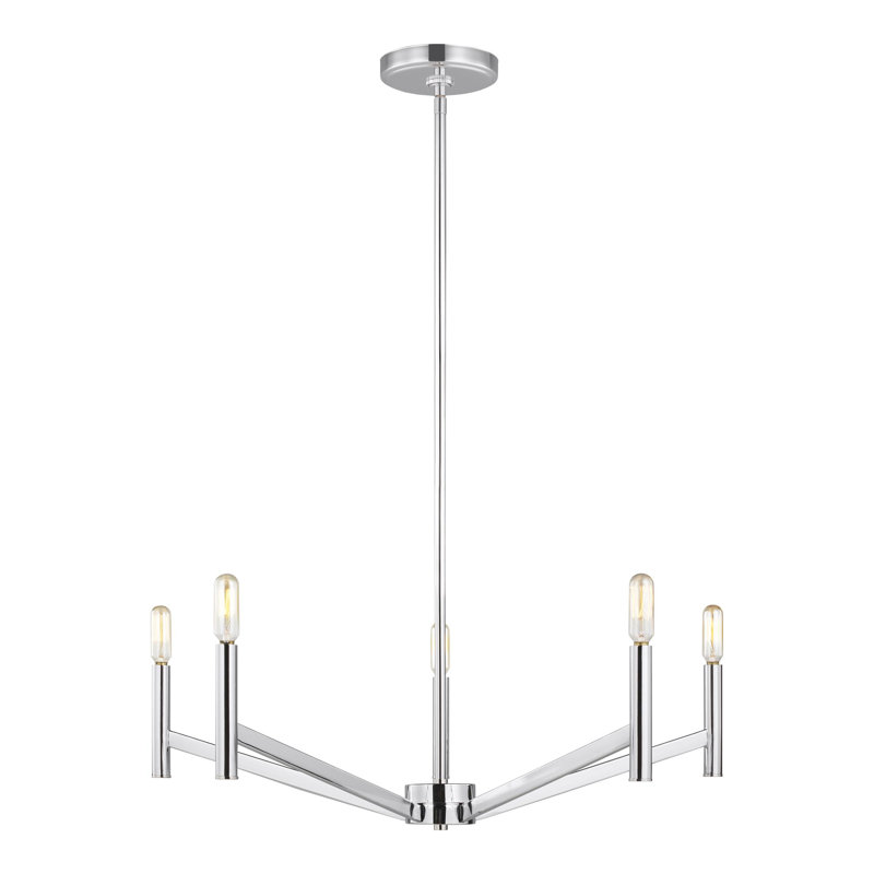 5 - Light Dimmable Classic / Traditional Chandelier, No, Chrome