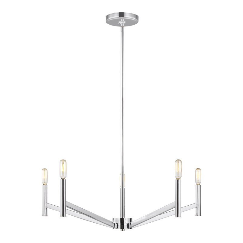 Lustre classique à 5 lumières de style bougie Lovett, Non, Chrome