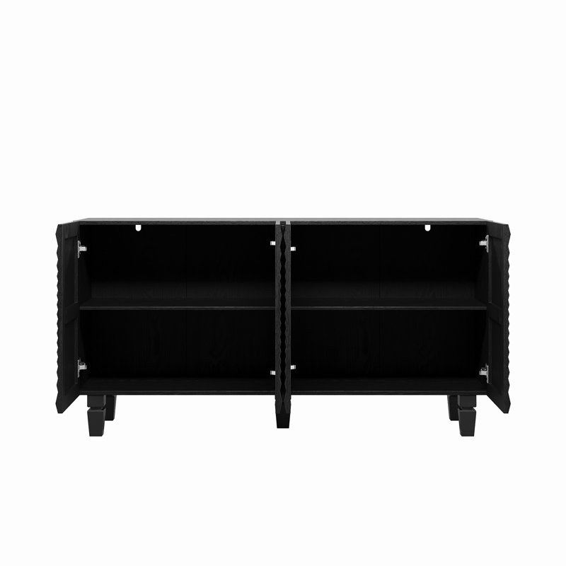 Buffet 59 po avec 4 portes et pieds en bois massif