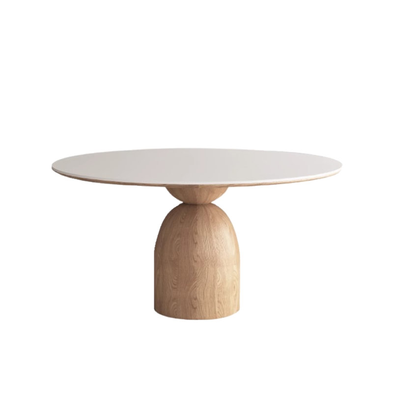 59.06-inch white stone tabletop conference table with solid wood base