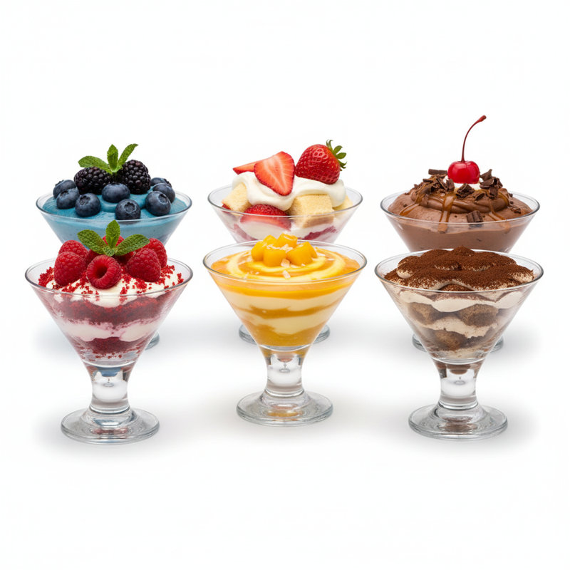 Weleetka Footed Glass Ice Cream Dessert Bowls