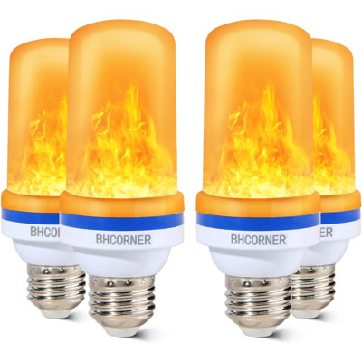 LED Flame Effect Light Bulbs - Halloween Decorations Outdoor Light Bulb,E27 Base Christmas Flickering Light Bulbs Outdoor,Halloween Decorations Night Fire Light Bulb (4 Pack)