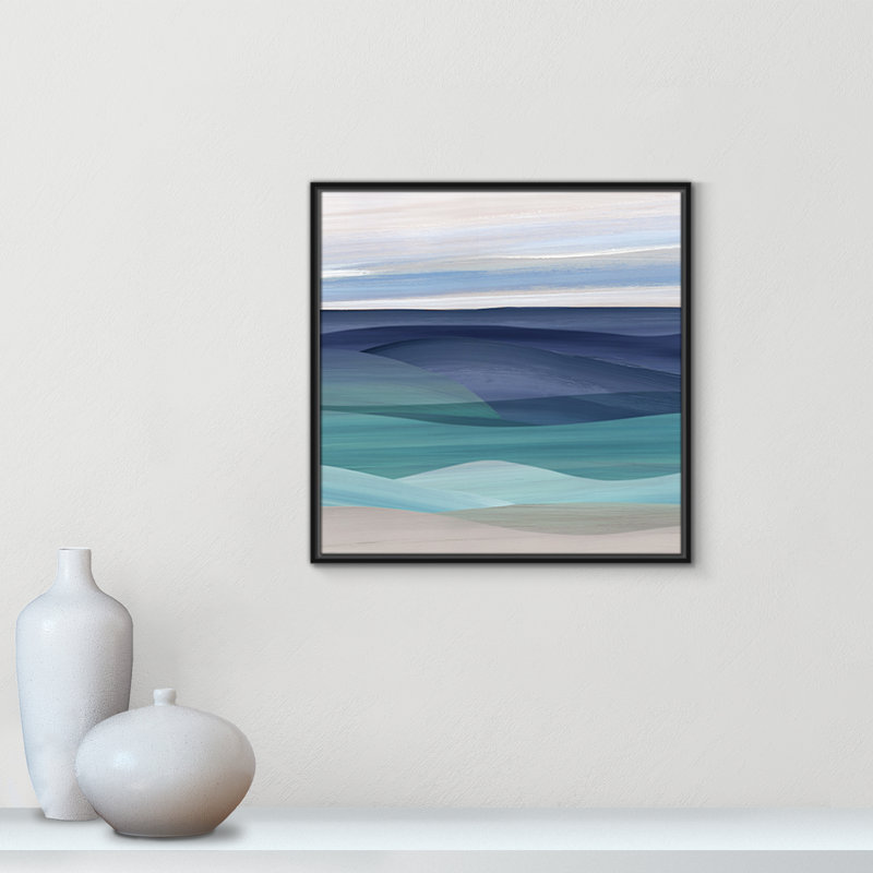 «Blue Valley Print» par Carol Robinson, H 25,5 po x l 25,5 po x P 2 po, Noir