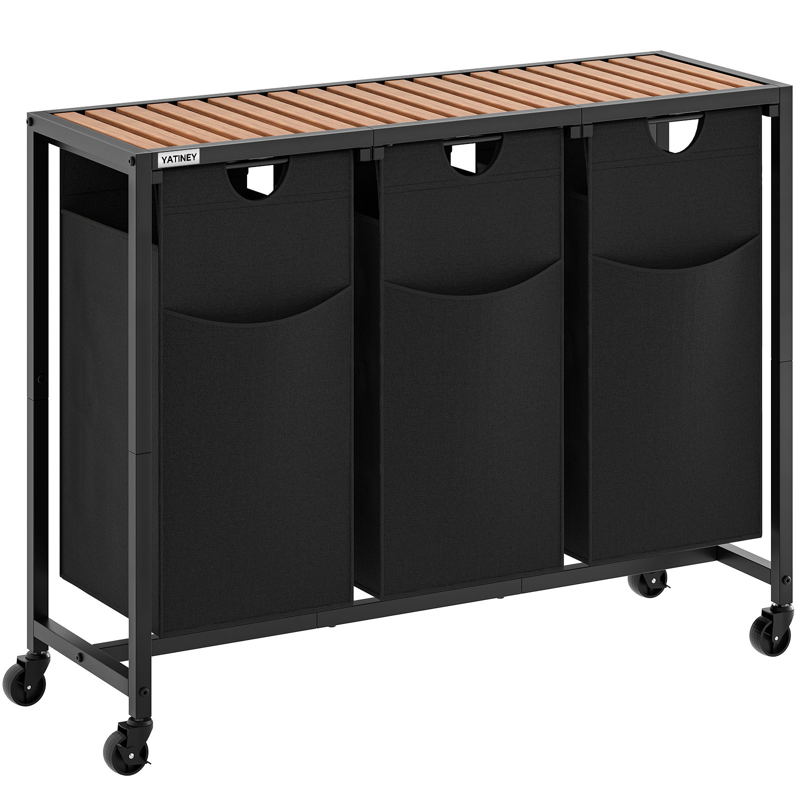 YATINEY Rolling Laundry Basket with 3 Section Wayfair