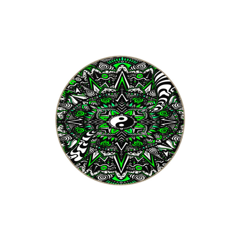 Tapis vert lavable à motif géométrique traditionnel, Sous-tapis rond 3 pi 3 po inclus