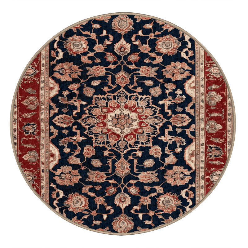 Tapis brun lavable à la machine, Rond 7 pi