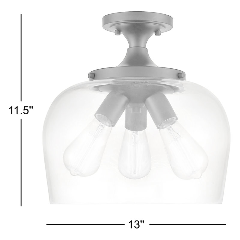 Cromkill Glass Semi Flush Mount, Matte Black