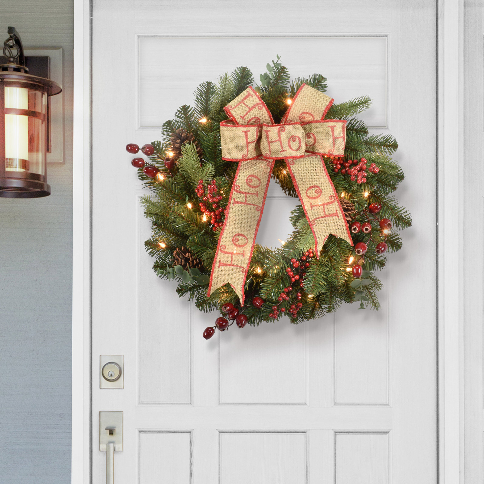 30'' Faux Pine Lighted Wreath