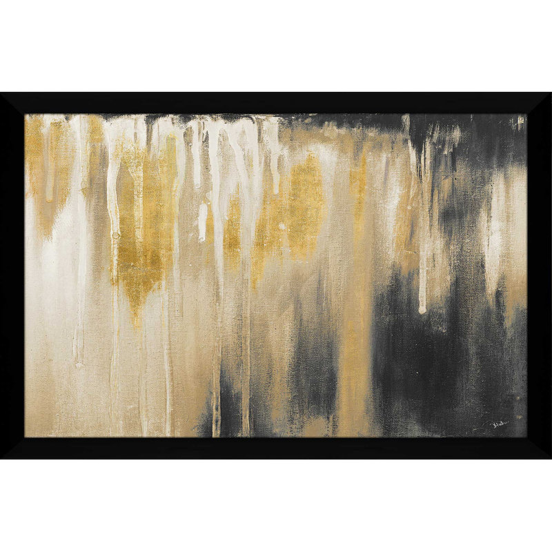 «Gold Paysage I», reproduction sur toile flottante, H 21,5 po x l 27,5 po x P 0,75 po, Cadre noir