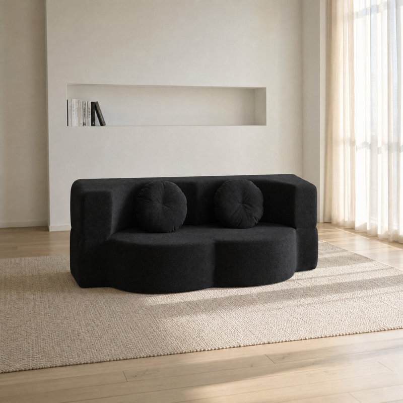 Canapé-lit pliant convertible 2-en-1 avec oreiller, canapé-lit futon simple pour petits espaces, salons, dortoirs, véhicules récréatifs et invités