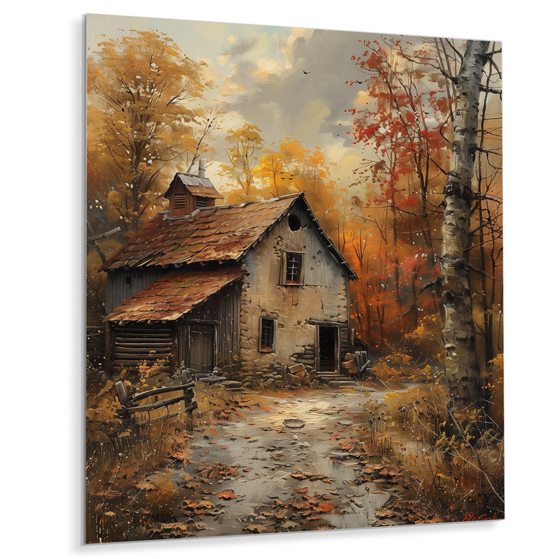 Décoration de grange d'automne brune rustique II - décoration murale grange, H 32 po x l 24 po x P 1 po, Métal métal