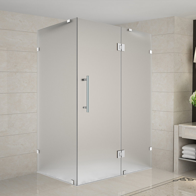 Avalux 33" x 72" Rectangle Hinged Shower Enclosure, Brushed Stainless Steel