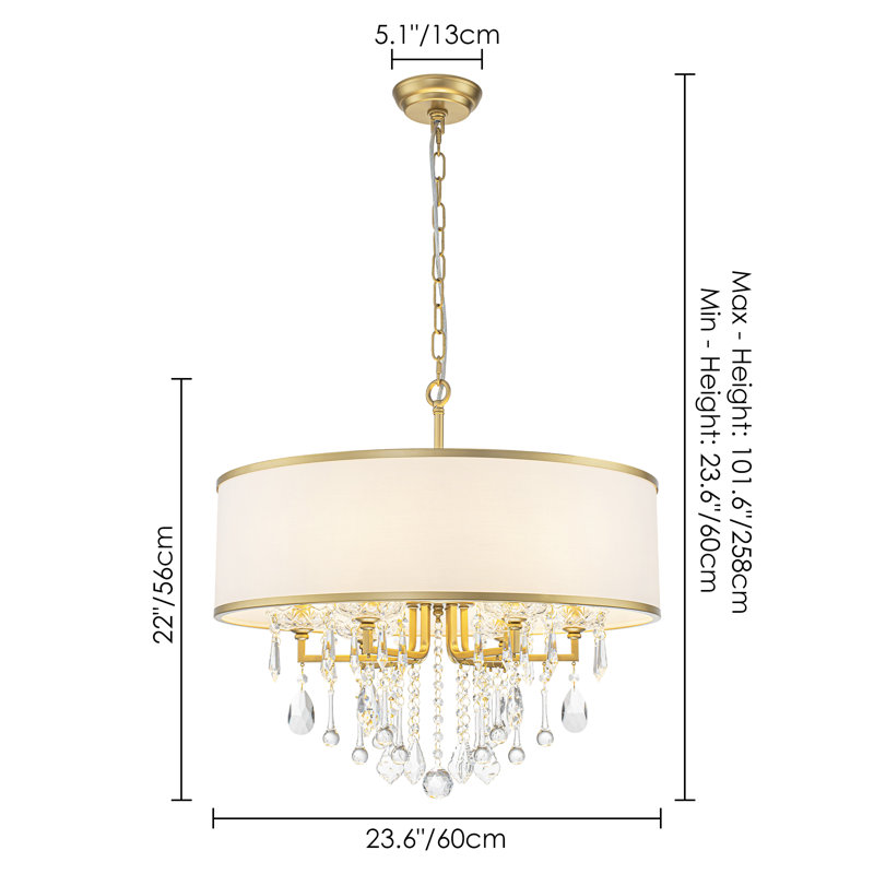 Lustre tambour en cristal 6 lumières Boho