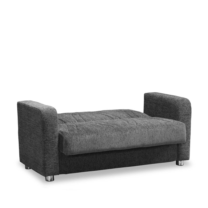 PrimeNest Gravita Collection Upholstered Convertible Loveseat with Storage, Grey