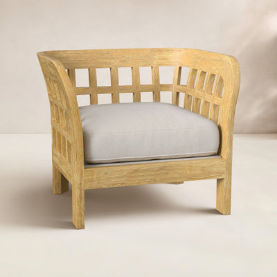 32" W Teak Solid Wood Patio Chair with Sunbrella Cushion