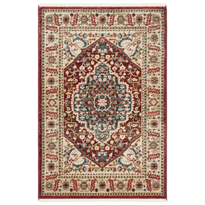 Tapis beige / rouge en polypropylène tissé à plat Ralph Lauren