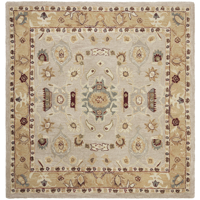 Sabhana Hand Tufted Wool Pile Oriental Rug, Square 6'