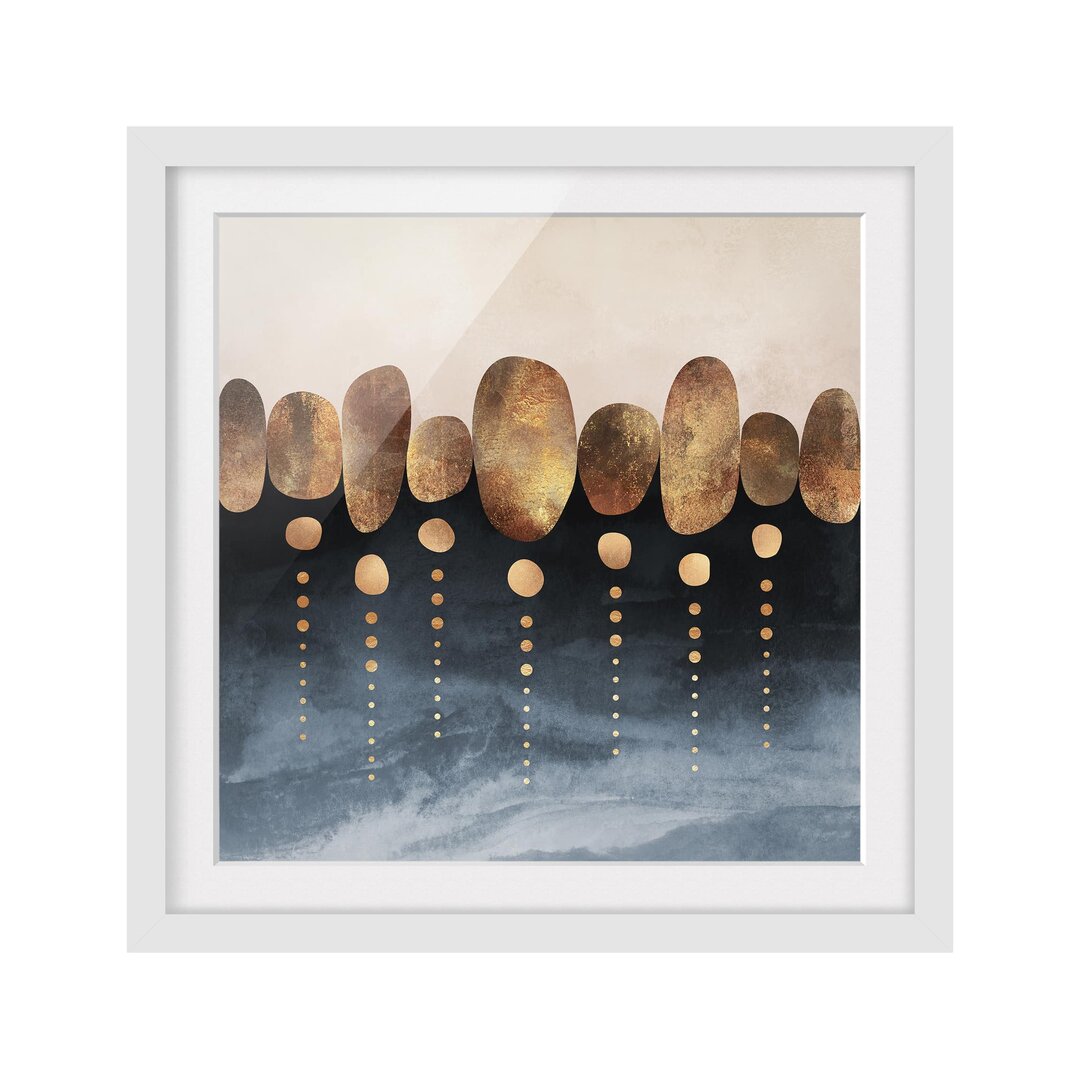 Gerahmtes Poster Abstract Golden Stones