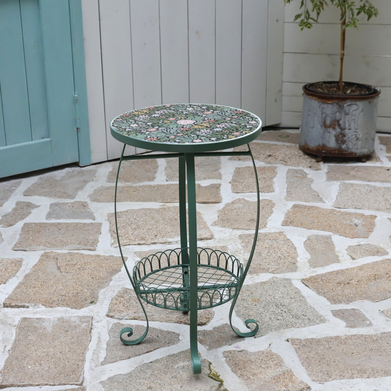 Outdoor Side Table Mosaic Patio Table Accent Tables Decorative End Tables&Plant Stand for Porch Beach Patio Garden Balcony Green