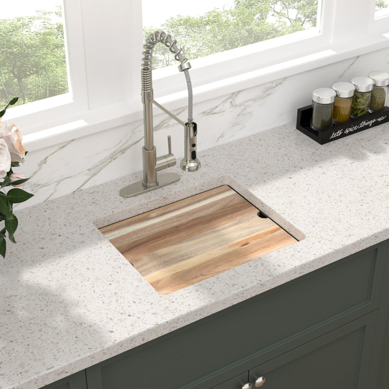 21" L X 18" W Rectangular Granite Composite Quartz Undermount Kitchen Sink Wet Bar Sink Workstation Bar Prep RV Sink Basin