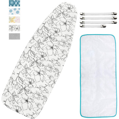 Extra-wide Ironing Board Cover Floral White