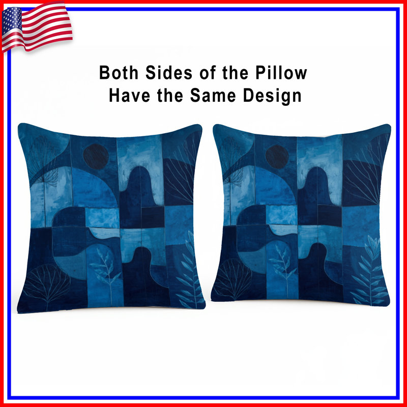 Coussins décoratifs à formes géométriques abstraites bleues, 20 po x 20 po