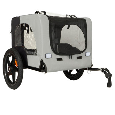 Outdoor Heavy Duty Collapsible Pet Bike Trailer with 16-Inch All-Terrain Wheels & Universal Hitch Foldable Dog/Cargo Carrier Cart for Bicycles