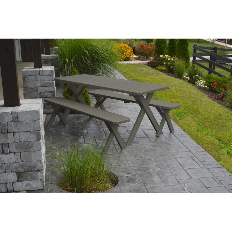 Table de pique-nique rectangulaire en pin pour 6 personnes Dyann, Teinte tilleul, H 30 po x l 27 po x P 70 po