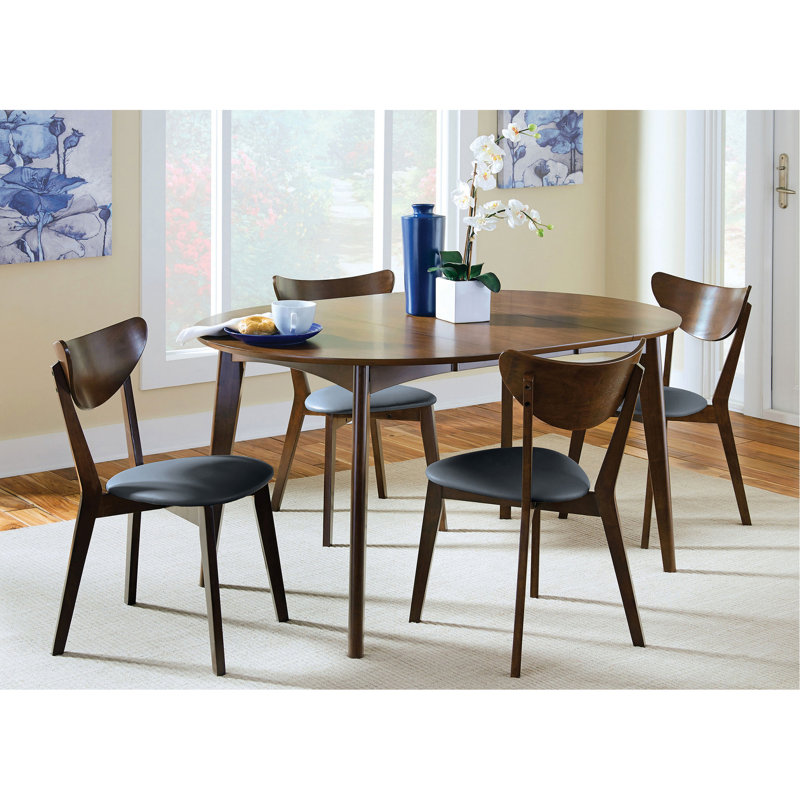 Table de salle à manger ovale en noyer foncé, 30 pouces de hauteur, 42 pouces de large, amovible pour sièges flexibles, noyer au fini grain de bois naturel, feuille, arrangement de sièges, style classique