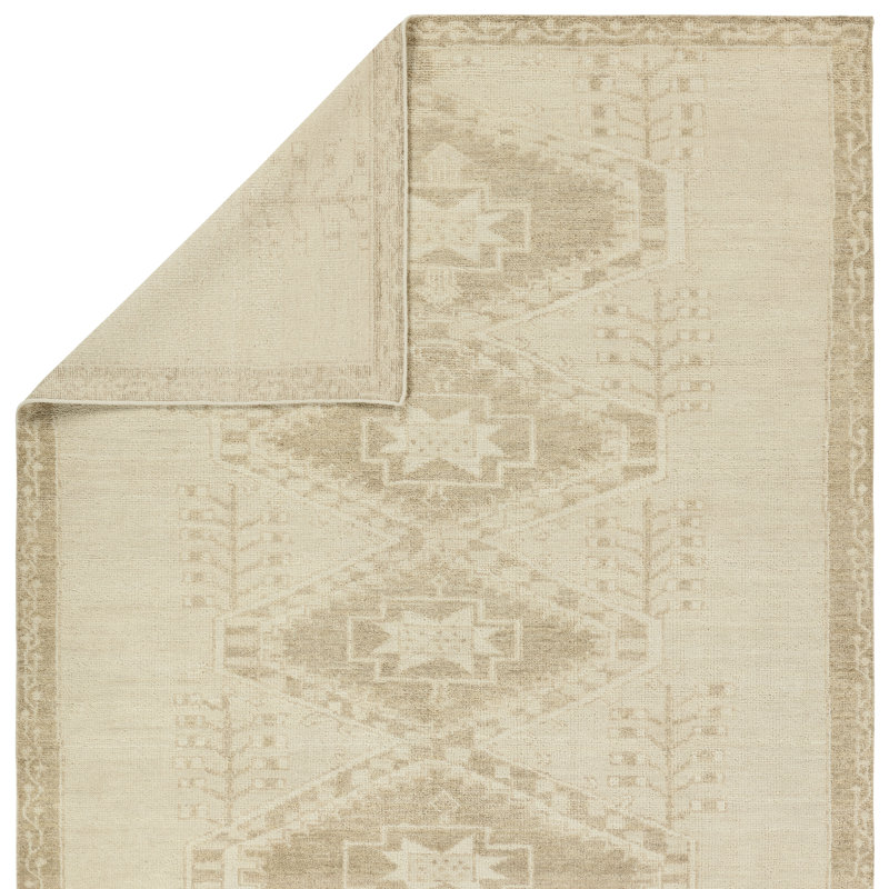 Jaipur Living Ameen JIN10 Handknotted Medallion Tan and Taupe Area Rug (10'x14'), Rectangle 6' x 9'