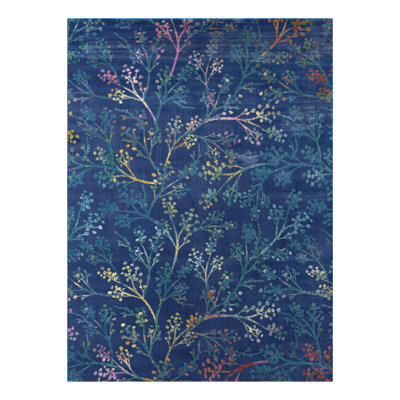 Tapis bleu marine / jaune / rouge Antony